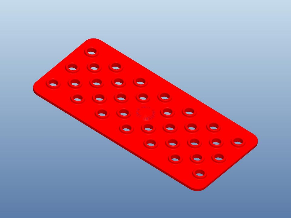 3D-rendering af hulplade til 30 skafter